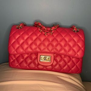Medium quilted flap bag shoulder bag hot pink with gold hardware